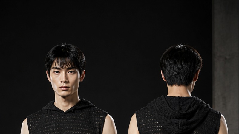ตัวอย่างภาพนายแบบ AI สวมใส่เสื้อผ้าจริง มุมหน้าและหลัง