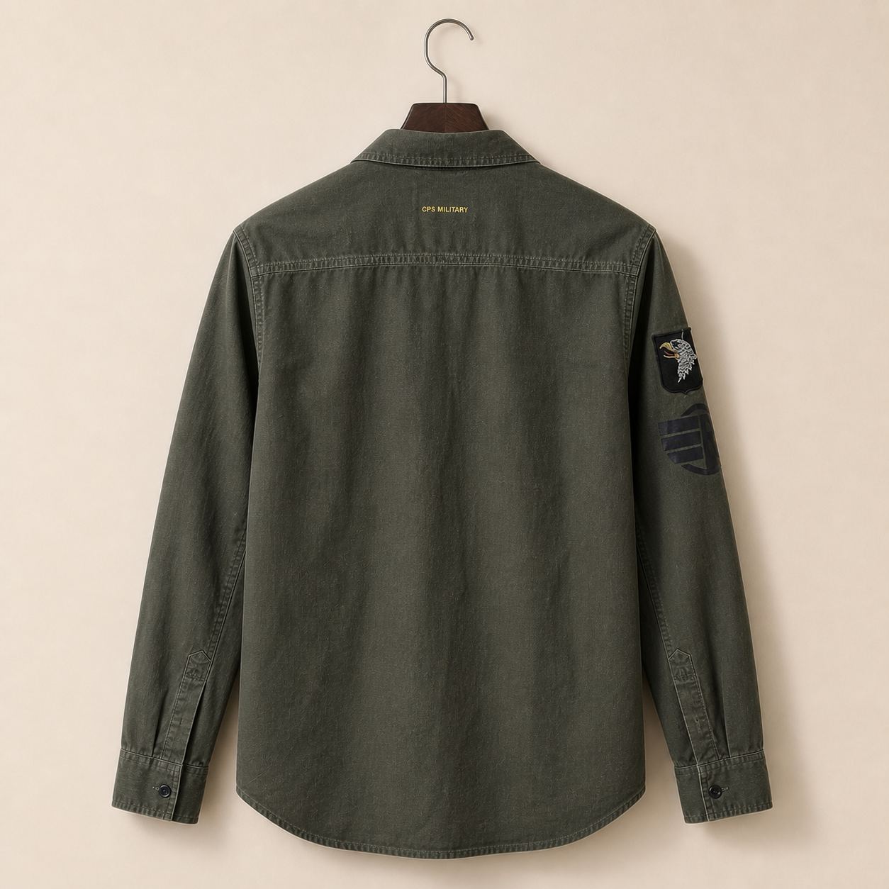 CPS MEN เสื้อเชิ้ต Slim Fit สีเขียวทหาร