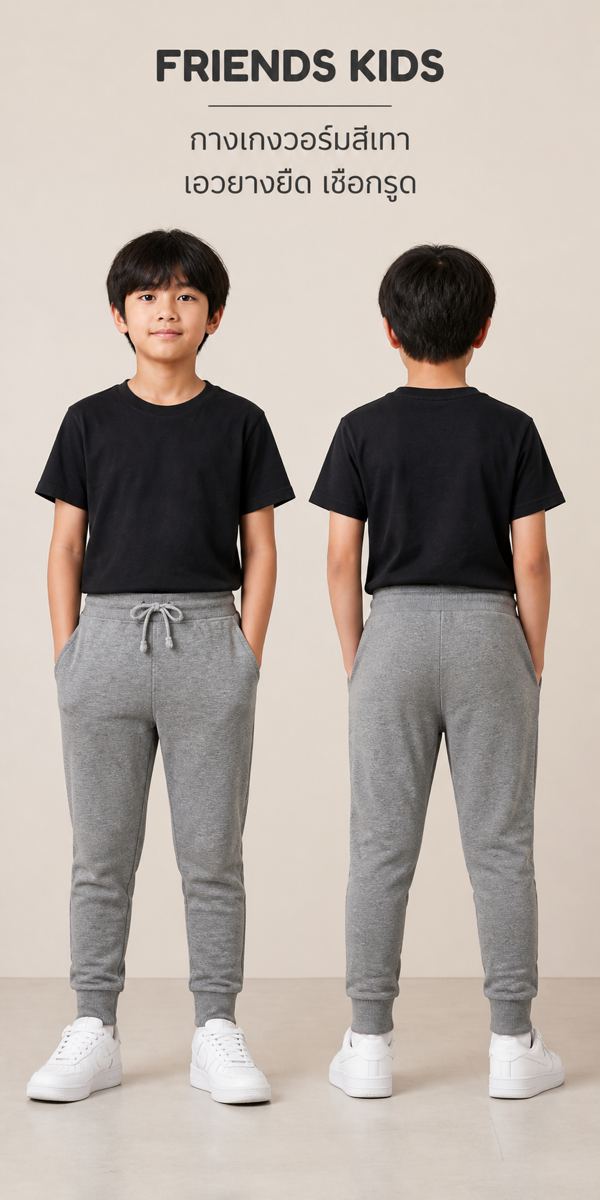 กางเกงวอร์มเด็ก Friends Kids สีเทา