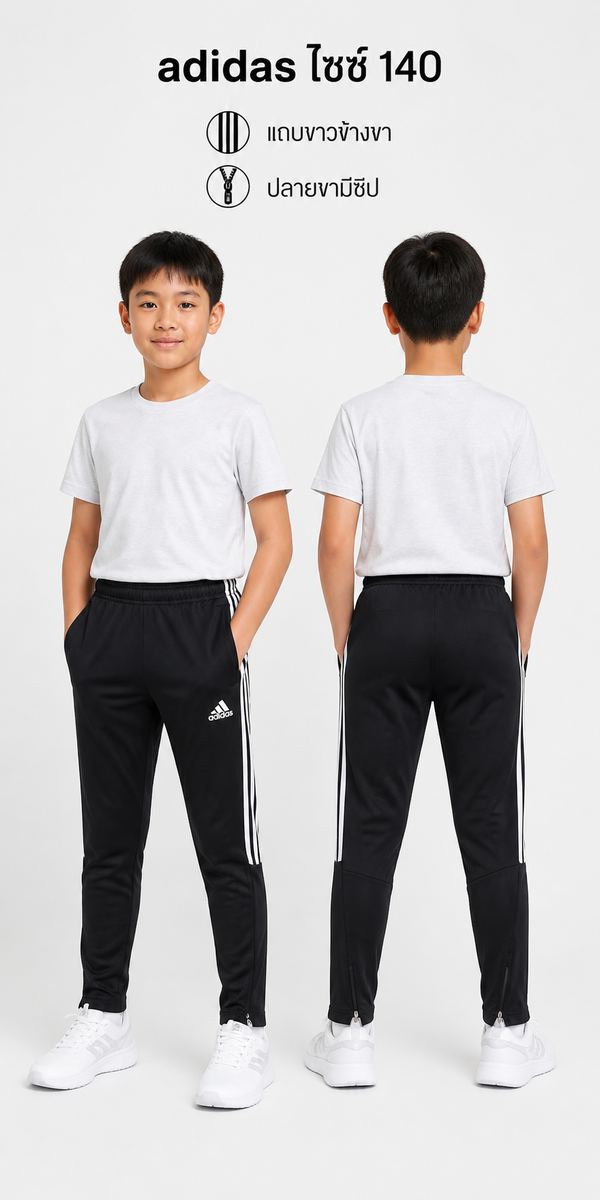 ADIDAS กางเกงวอร์มแทร็คสีดำ