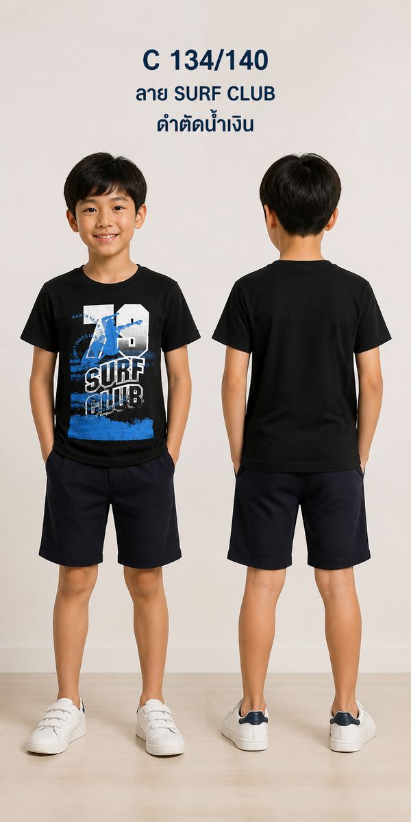 C เสื้อยืด SURF CLUB สีดำ