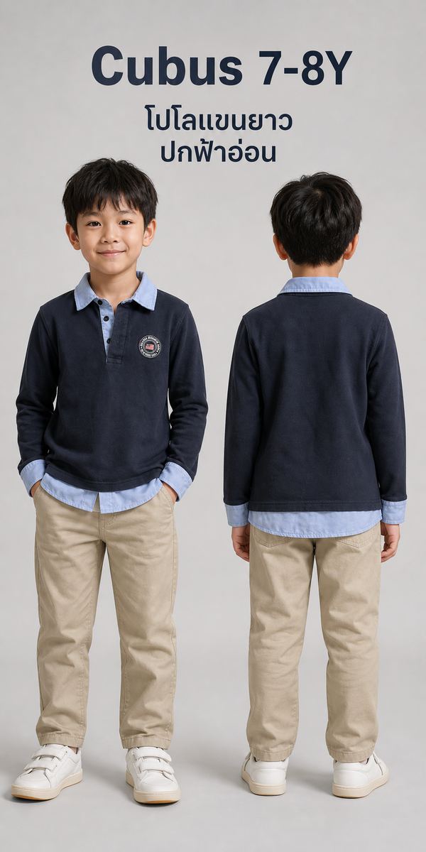 Cubus เสื้อโปโลแขนยาวสีกรมท่า
