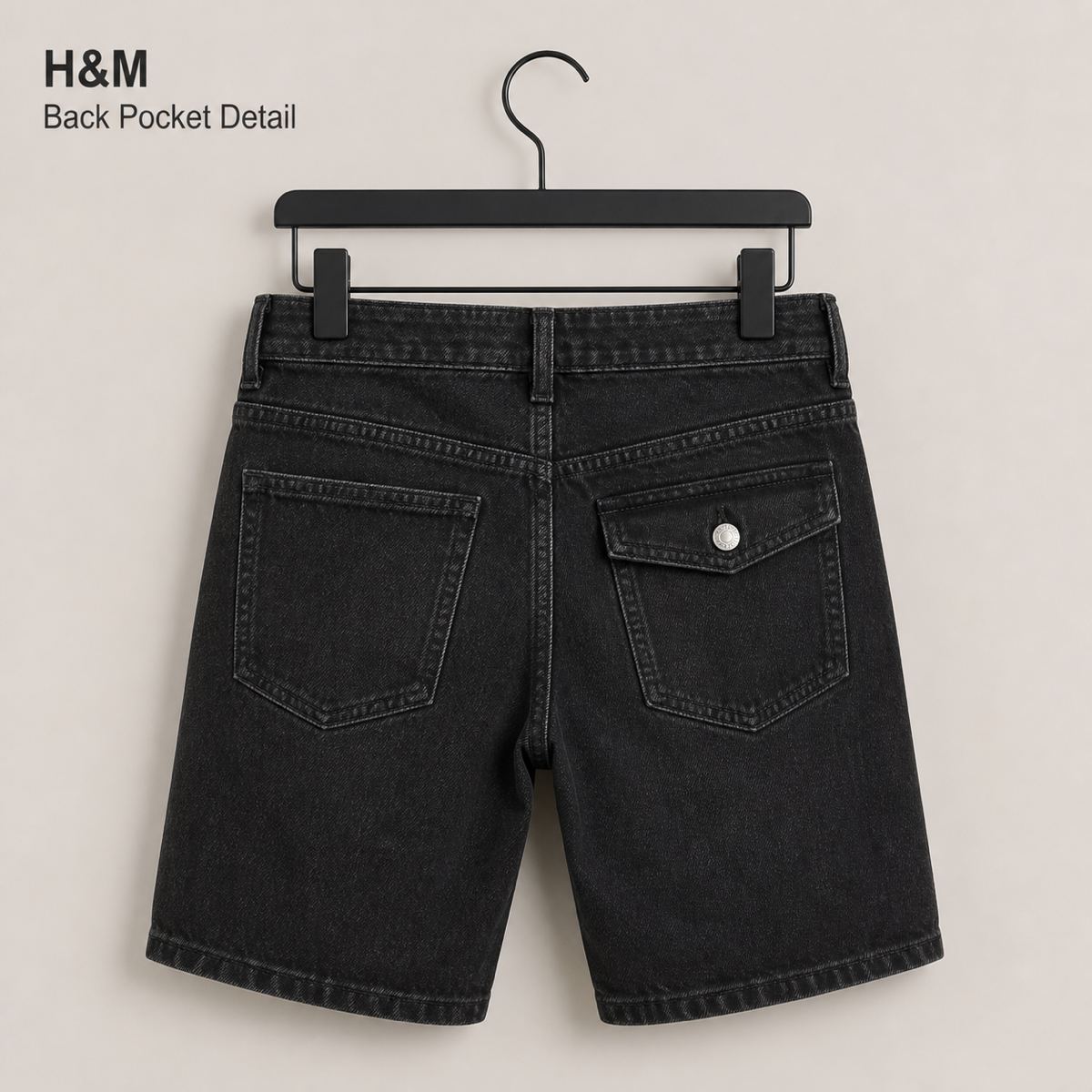 H&M กางเกงยีนส์ขาสั้นสีดำ