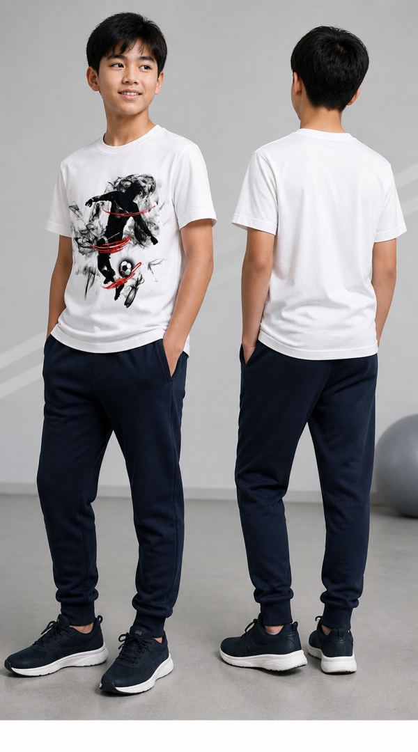 เสื้อยืดลายกราฟิกสีเทา