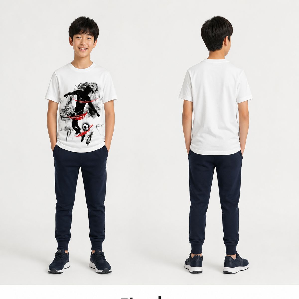 เสื้อยืดลายกราฟิกสีเทา