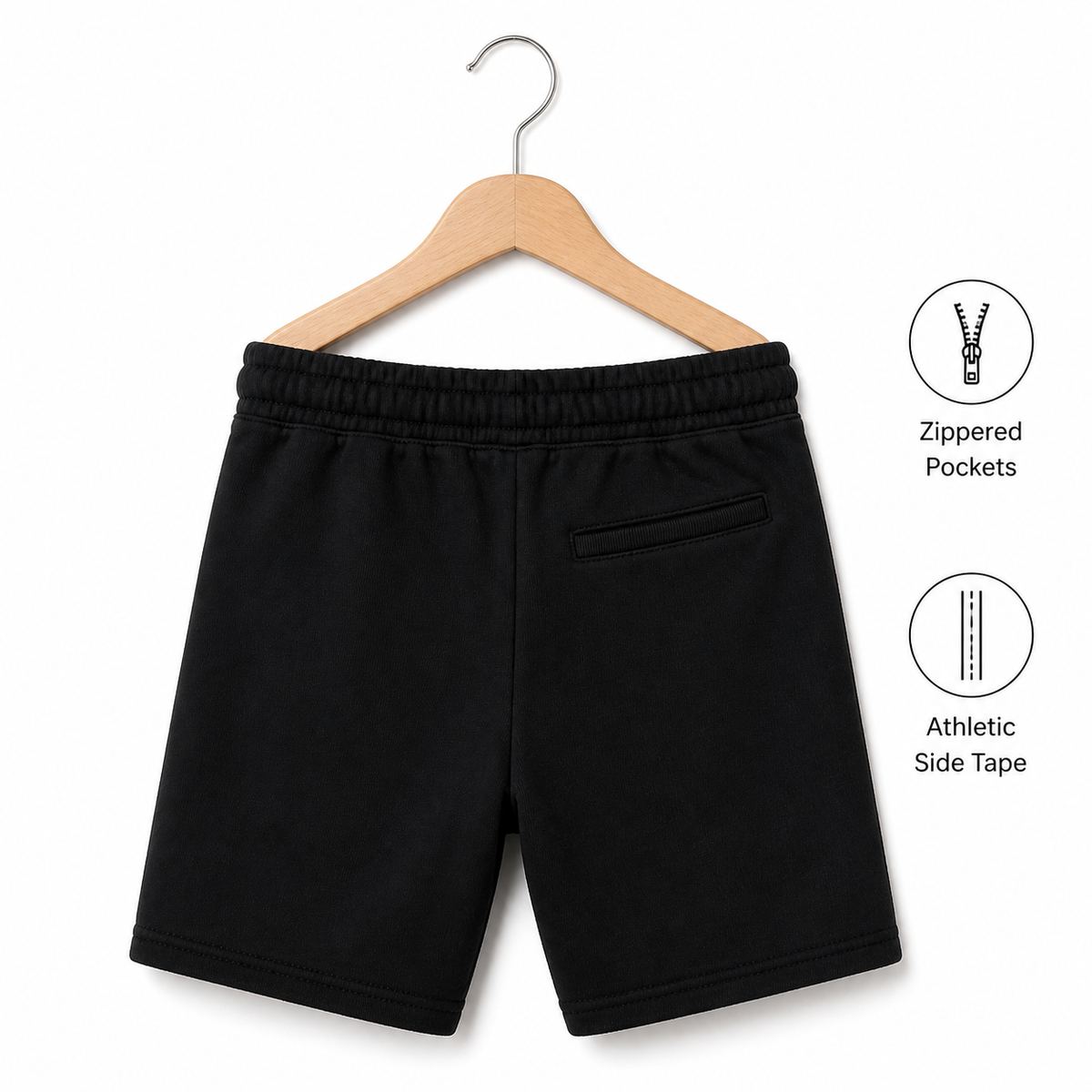 H&M กางเกงขาสั้นแถบโลโก้สีดำ