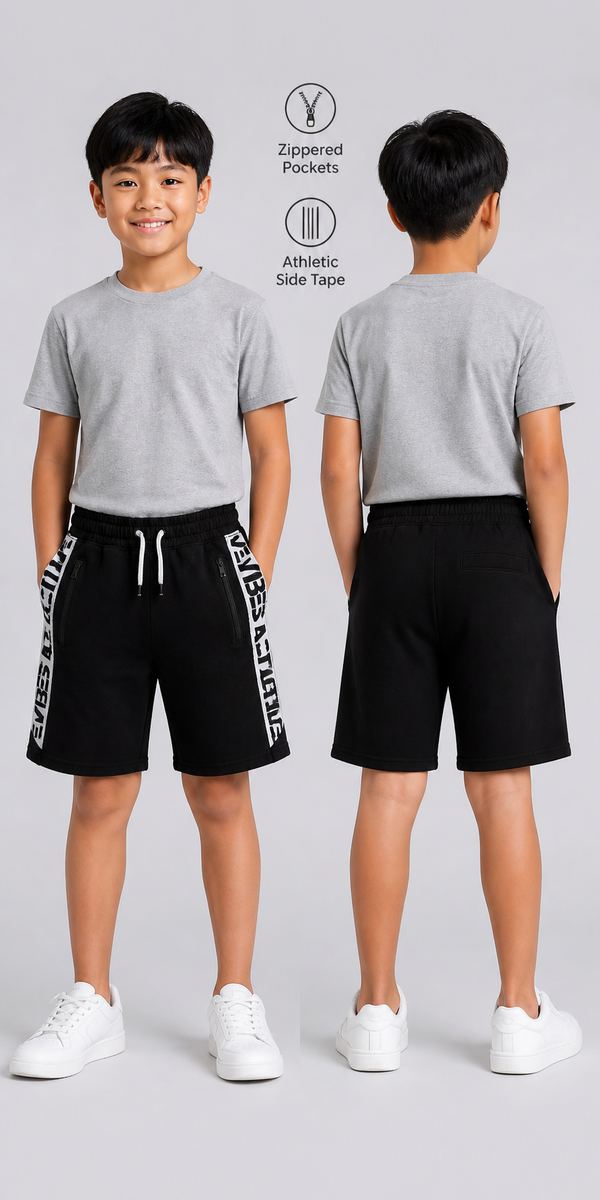 H&M กางเกงขาสั้นแถบโลโก้สีดำ