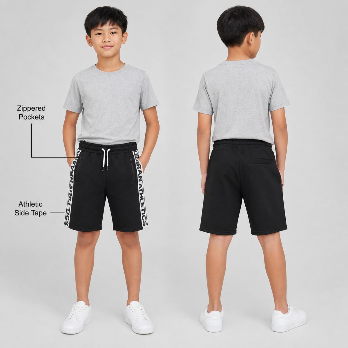 H&M กางเกงขาสั้นแถบโลโก้สีดำ
