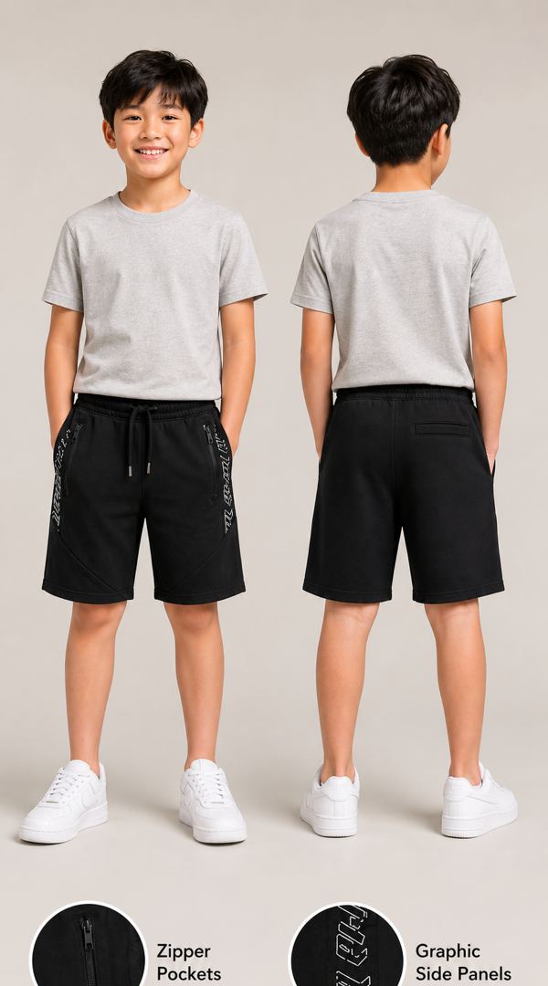 H&M กางเกงขาสั้นสเวตแถบโลโก้สีดำ