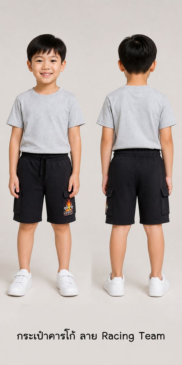 H&M กางเกงขาสั้นคาร์โก้ Racing Team สีดำ