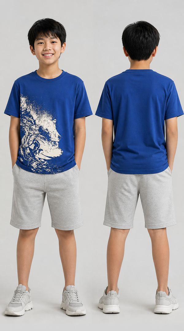 H&M เสื้อยืดลายหมาป่าสีน้ำเงิน