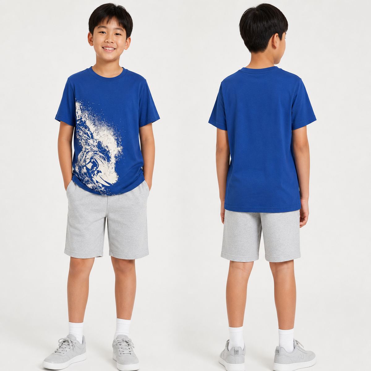 H&M เสื้อยืดลายหมาป่าสีน้ำเงิน