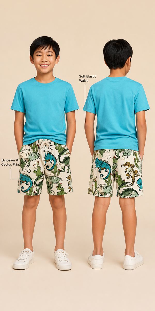 H&M กางเกงขาสั้นสเวตลายไดโนเสาร์
