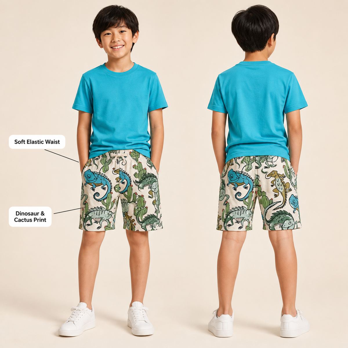 H&M กางเกงขาสั้นสเวตลายไดโนเสาร์