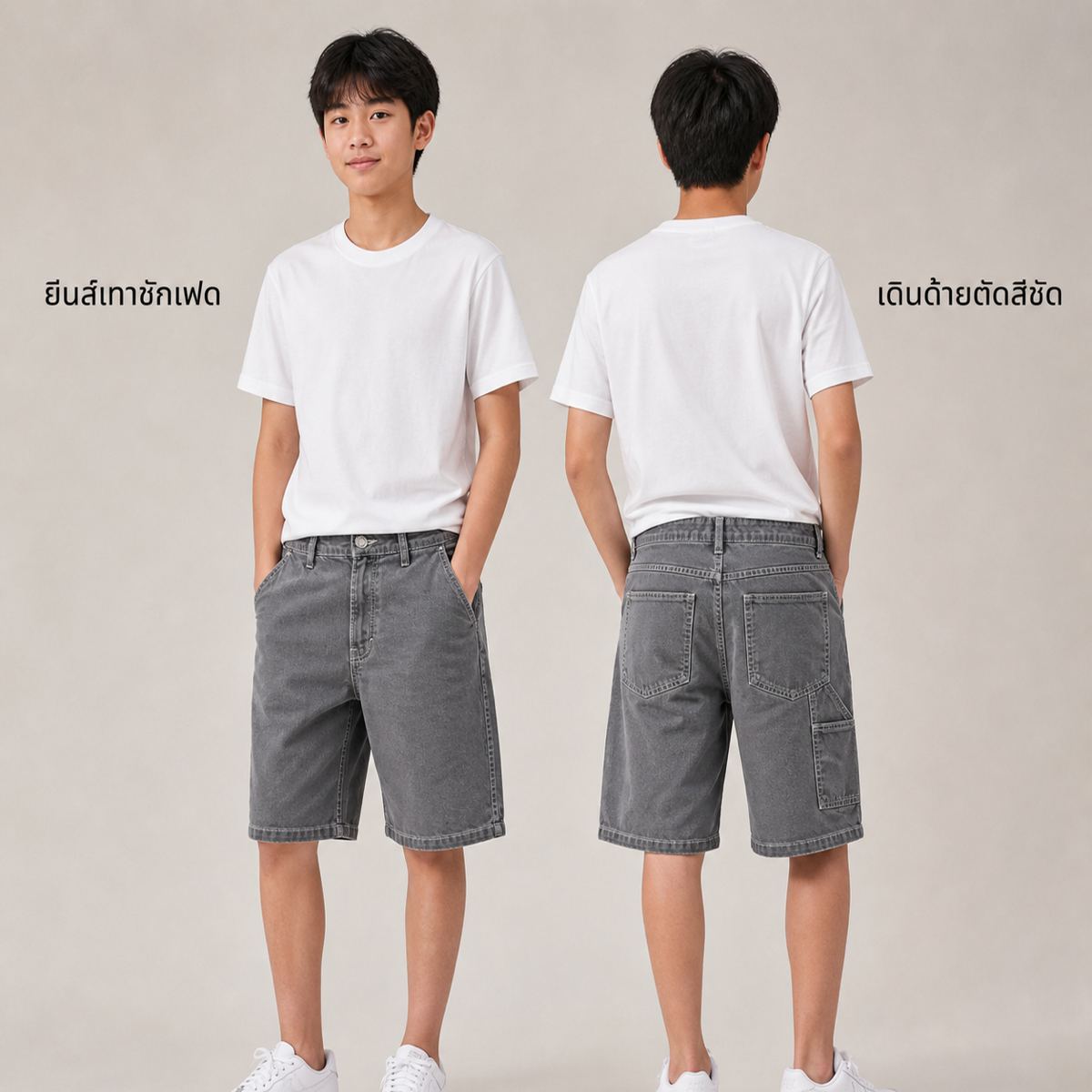H&M กางเกงขาสั้นคาร์โก้สีเทา