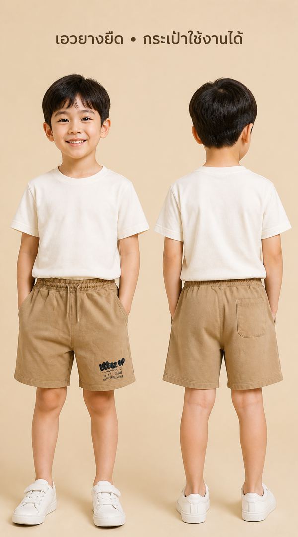 H&M กางเกงขาสั้นสเวตสีกากี
