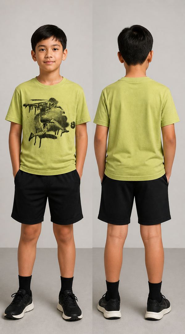 H&M เสื้อยืดสีเขียวอ่อนเรียบ