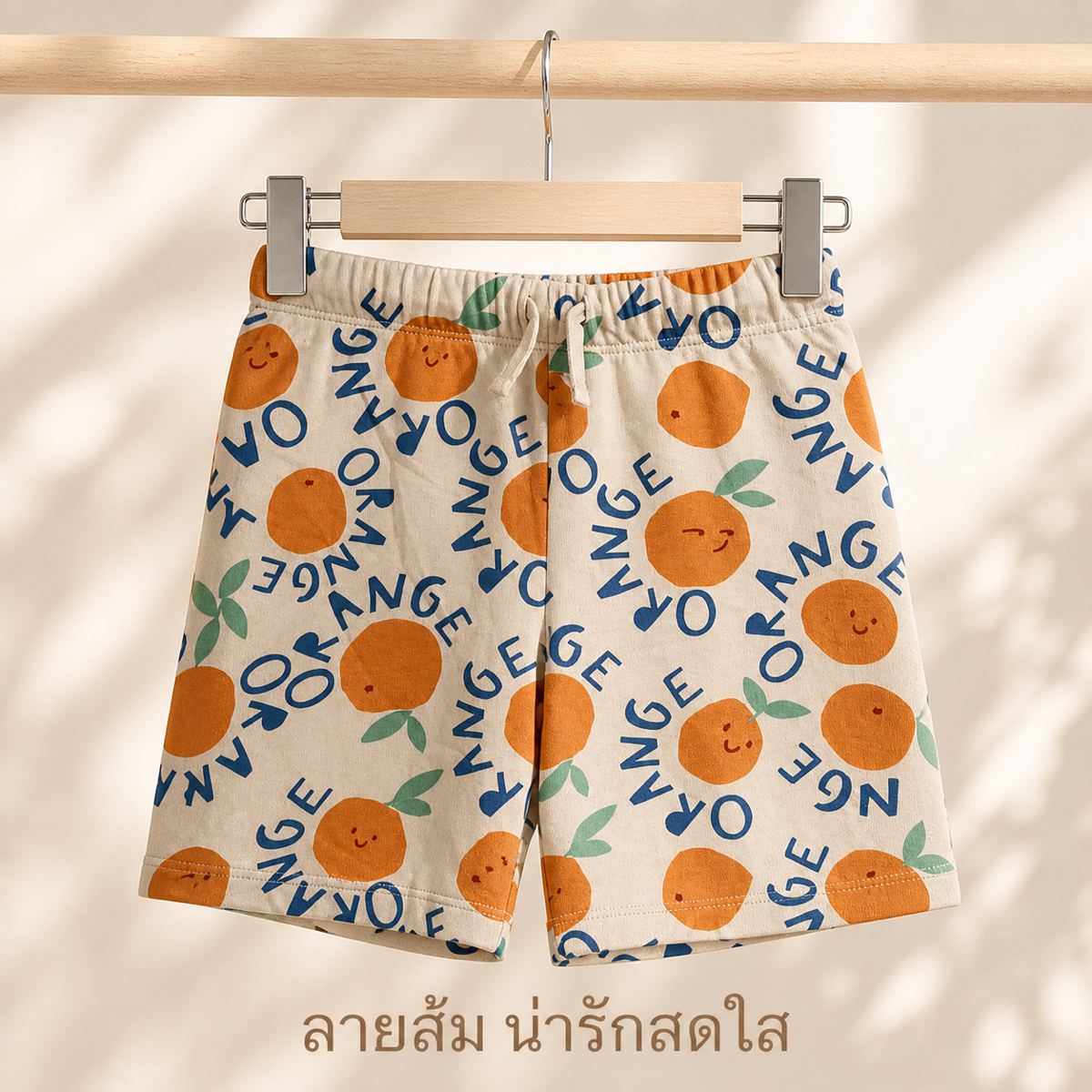 H&M กางเกงขาสั้นสเวตพิมพ์ลายสีส้ม