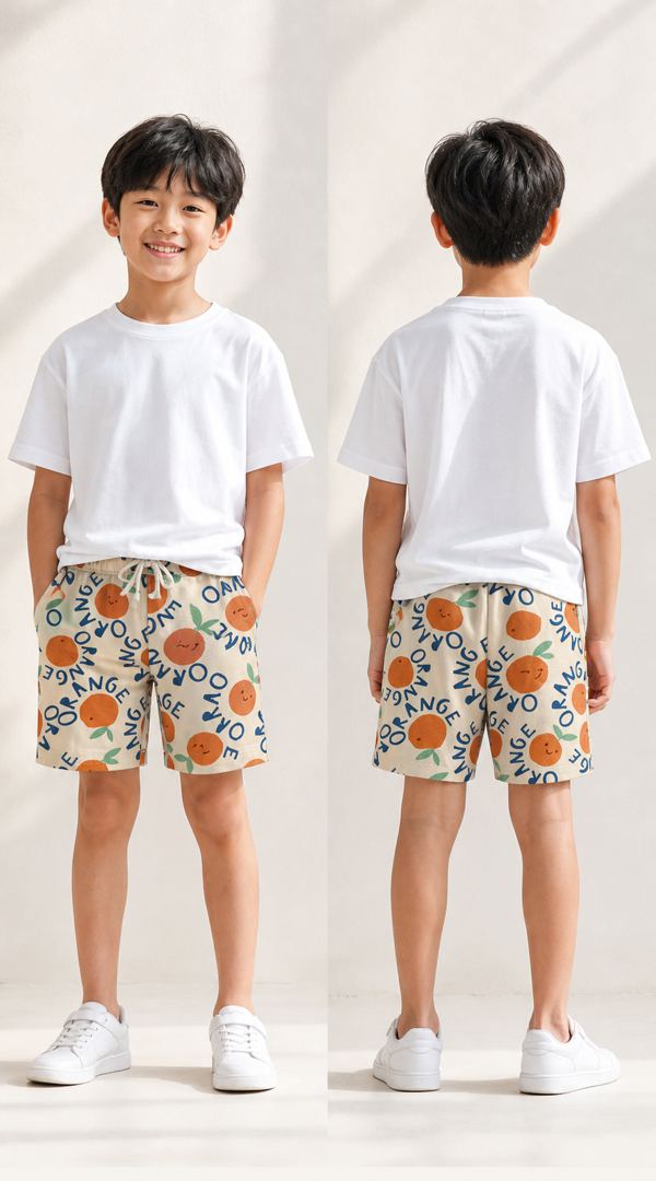 H&M กางเกงขาสั้นสเวตพิมพ์ลายสีส้ม