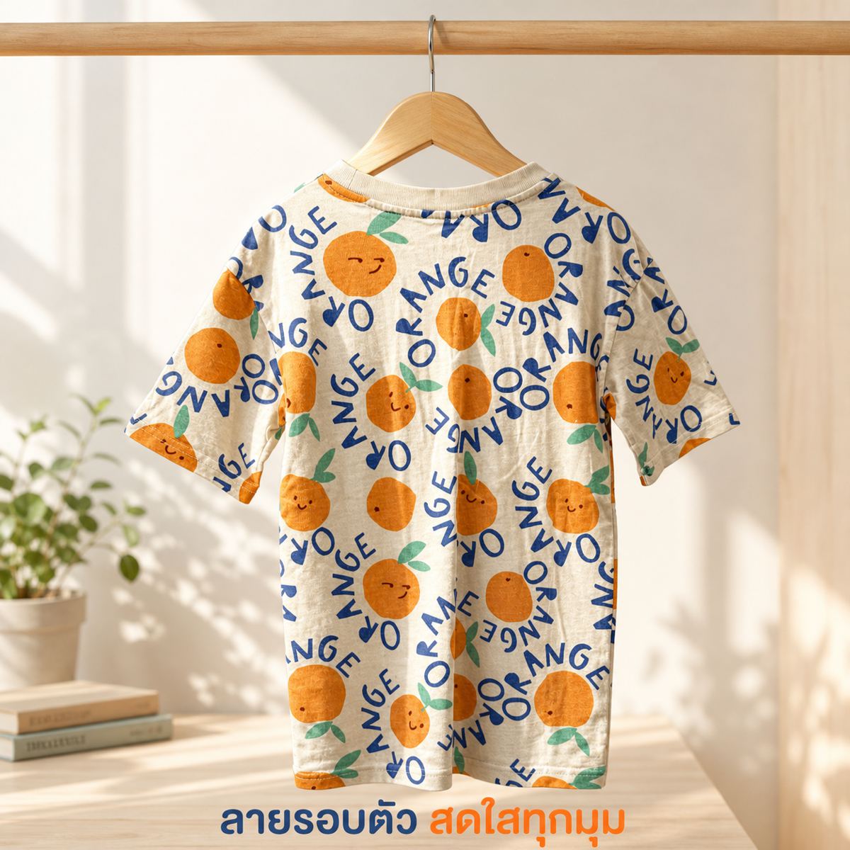 H&M เสื้อยืดพิมพ์ลายสีส้ม