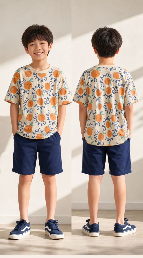 H&M เสื้อยืดพิมพ์ลายสีส้ม