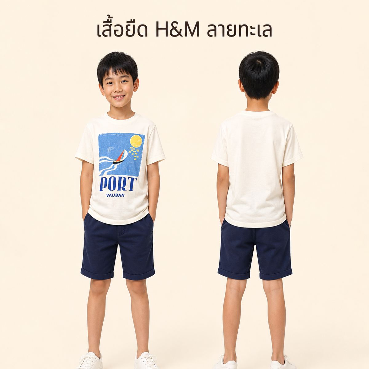 H&M เสื้อยืด Nautical ลายทะเล