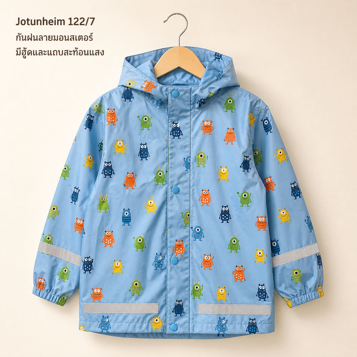Jotunheim of Norway แจ็กเก็ตกันฝน ลายมอนสเตอร์ สีฟ้าอ่อน