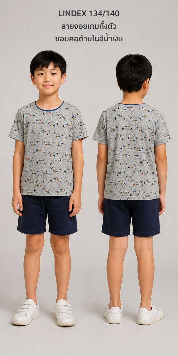 LINDEX เสื้อยืด ลายจอยเกม สีเทา
