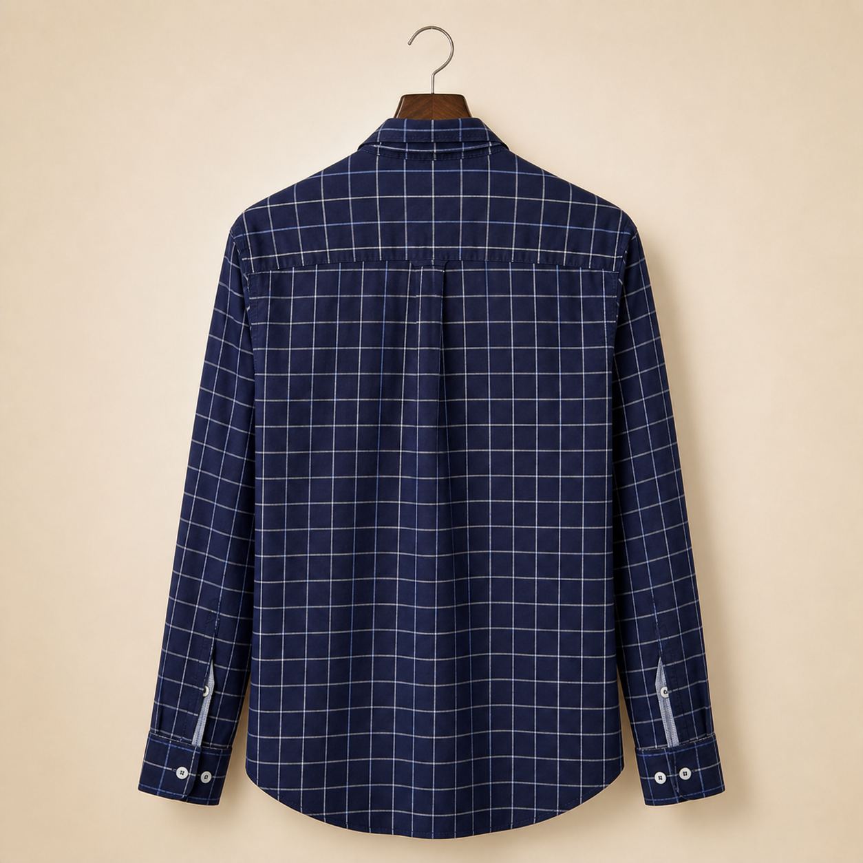 LTD เสื้อเชิ้ตลายตารางกรมท่าแขนยาว