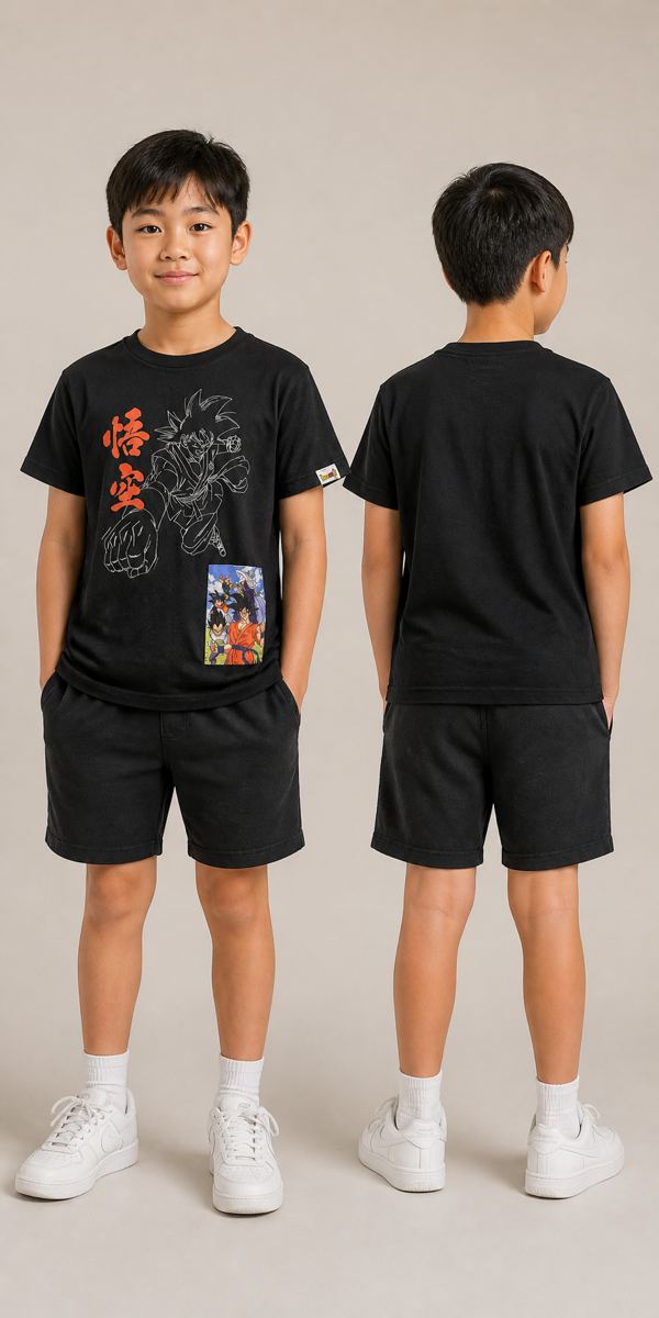 Dragon Ball Z เสื้อยืดลายตัวละครสีดำ