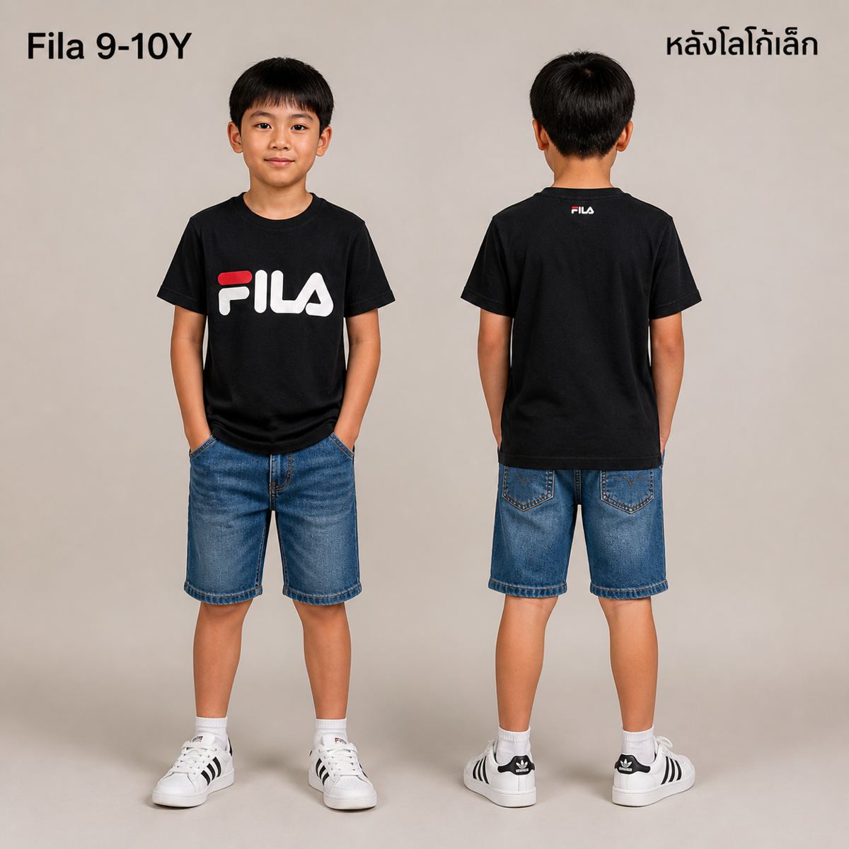 FILA เสื้อยืดโลโก้ใหญ่สีดำ