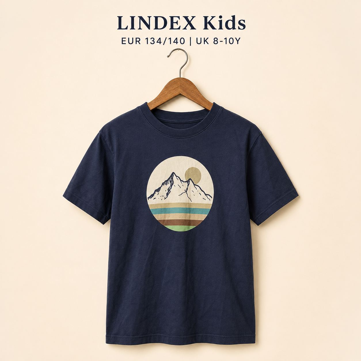 LINDEX Kids เสื้อยืดลายภูเขาวินเทจ สีกรมท่า