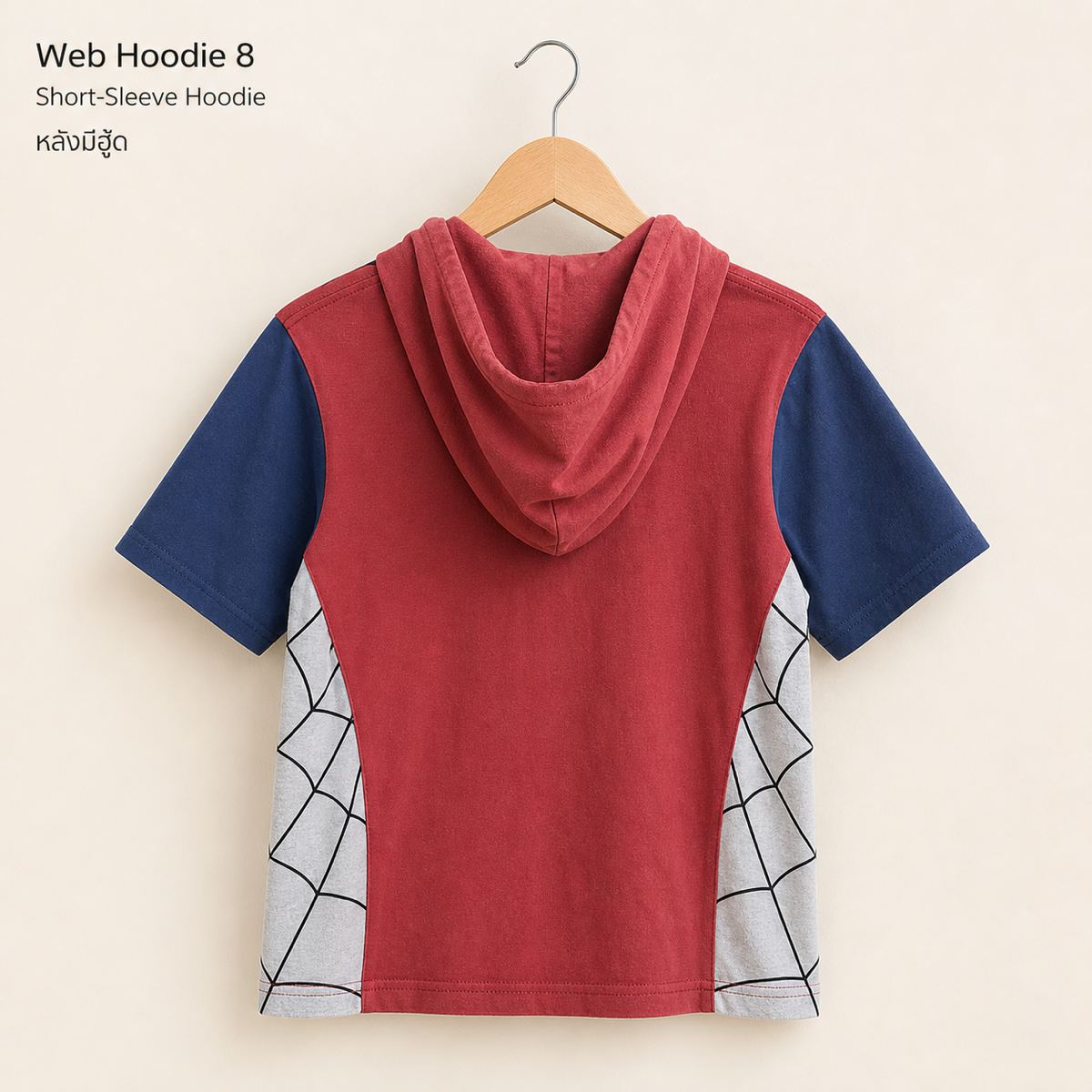 MARVEL เสื้อฮู้ดแขนสั้น Spider-Man สีแดง-น้ำเงิน