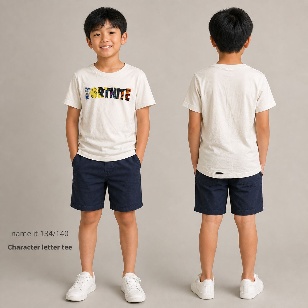 name it เสื้อยืดลายฮีโร่สีขาว