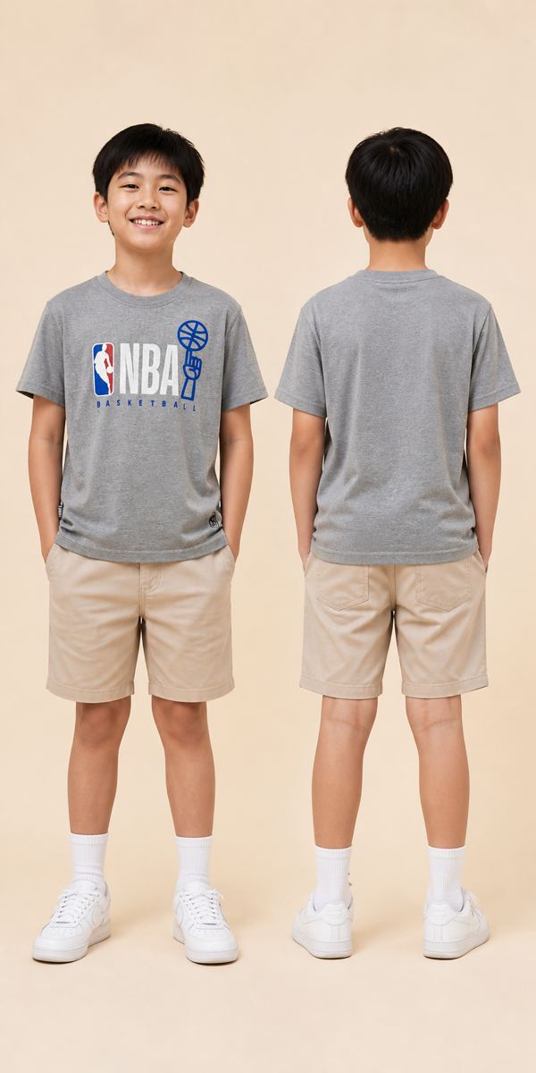 NBA เสื้อยืดโลโก้ Basketball สีเทา