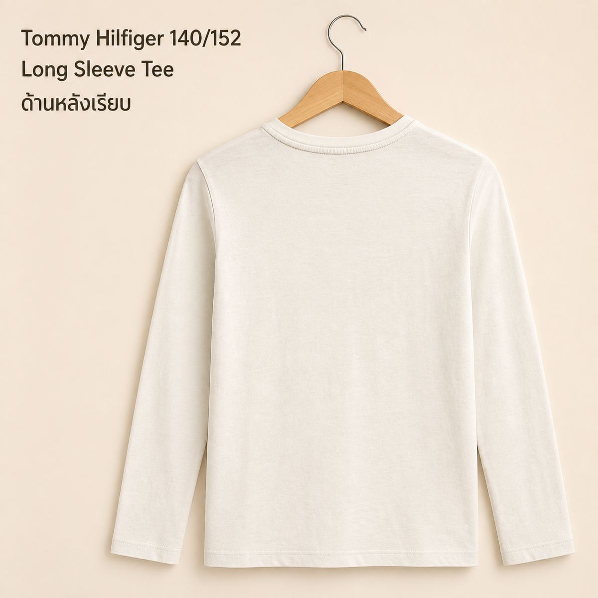 TOMMY HILFIGER เสื้อยืดแขนยาวสีขาว
