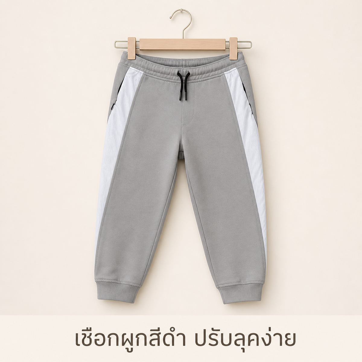 ZARA กางเกงจ็อกเกอร์สีเทาแถบข้าง