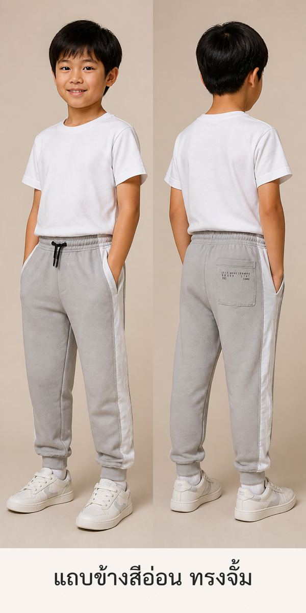 ZARA กางเกงจ็อกเกอร์สีเทาแถบข้าง