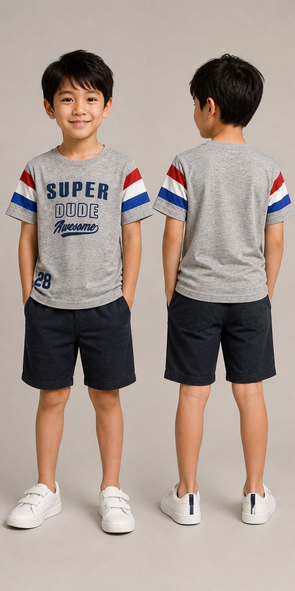 COVE เสื้อยืดลาย SUPER DUDE แถบแขนสีสัน