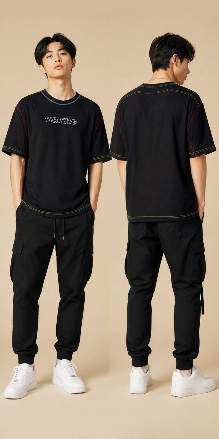 เสื้อยืดกราฟิกสีดำ