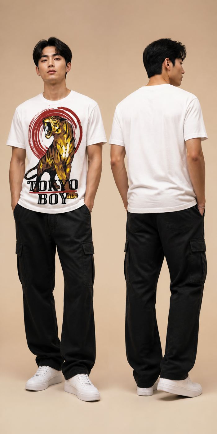 เสื้อยืดกราฟิกสีขาว